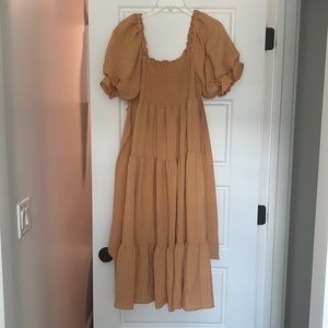Tiered, puff sleeve dress